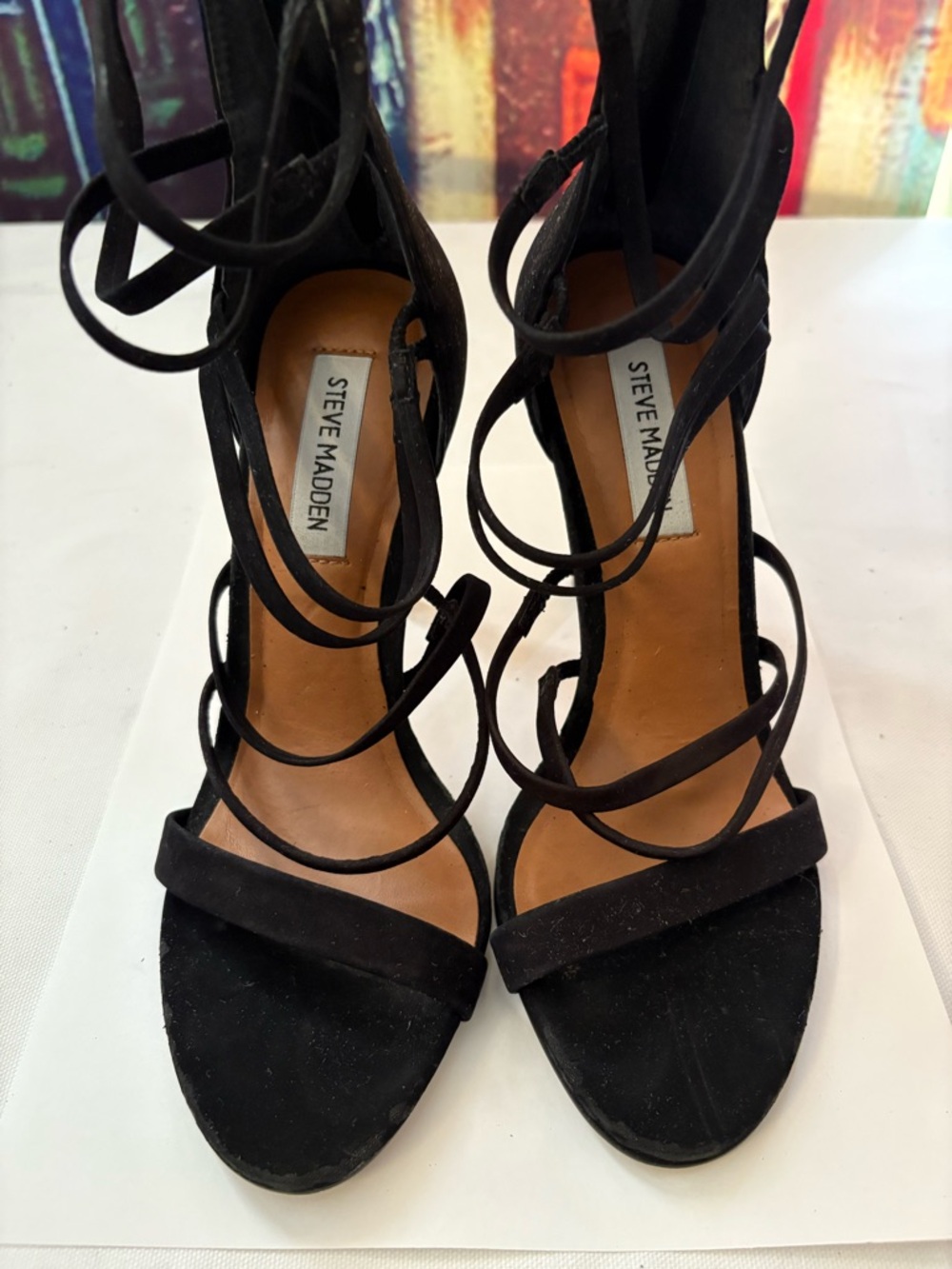Steve Madden Black Suede Strappy Gladiator Heels - Size 7 M